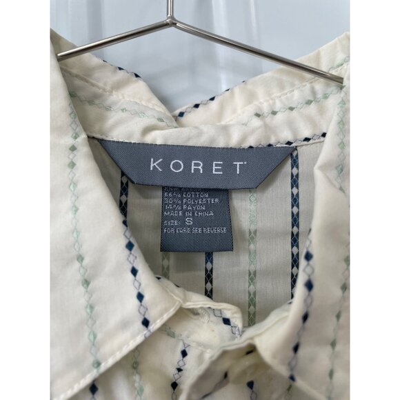 Vintage 90s Koret Button Front Shirt Size Small Stripe Embroided Deadstock NEW - Picture 3 of 7